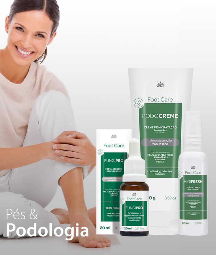 Pés: linha Foot Care WNF com Podocreme, Fungipro e Higifresh